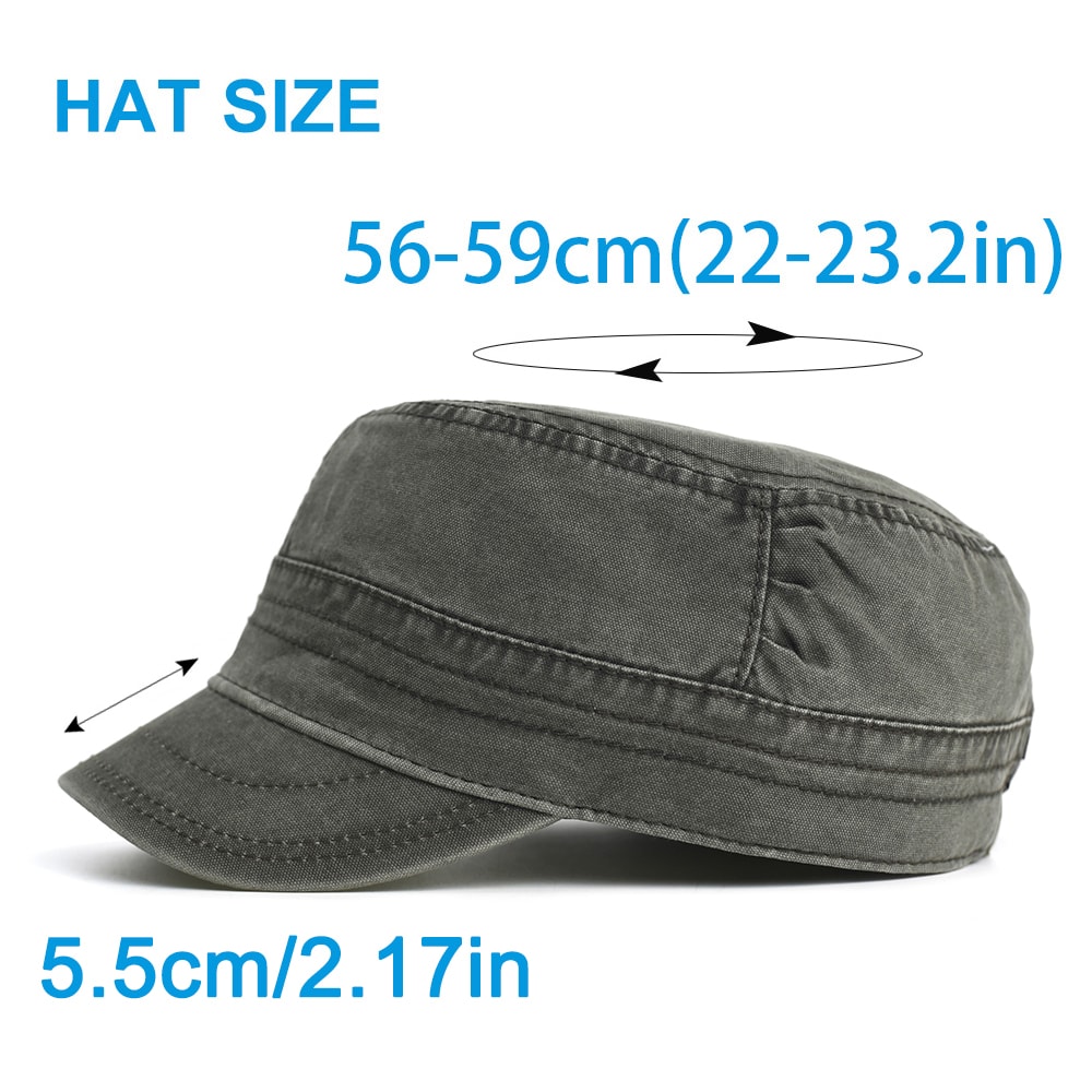Vintage Washed Cotton Military Cap Unisex Casual Army Hat with Adjustable Fit