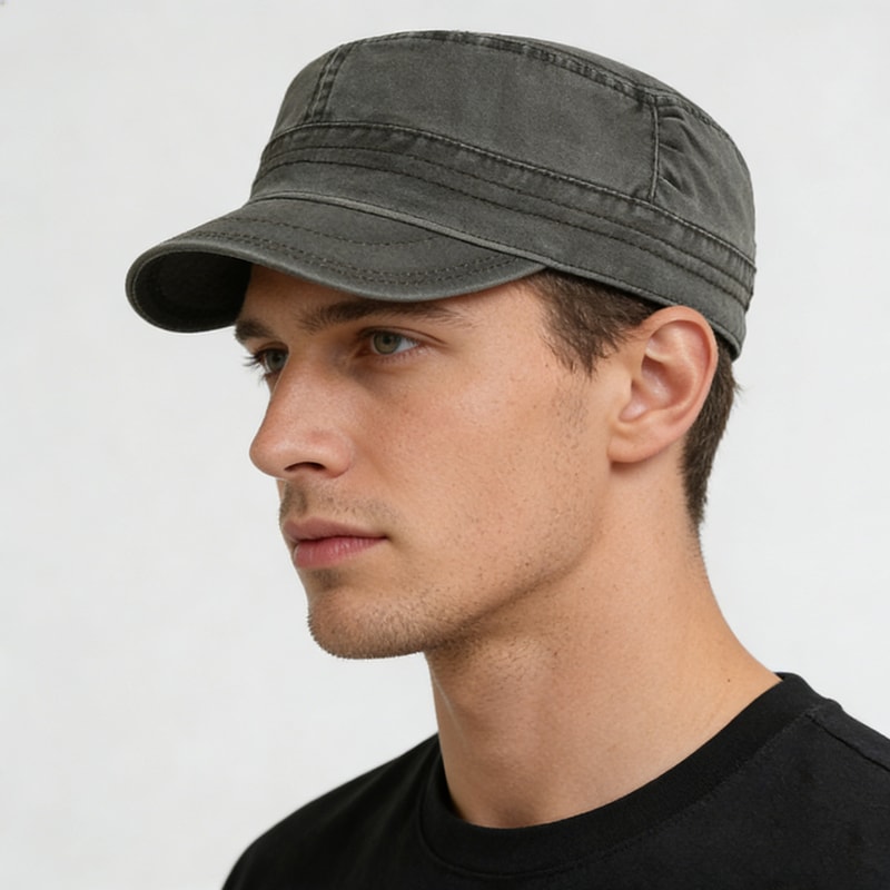 Vintage Washed Cotton Military Cap Unisex Casual Army Hat with Adjustable Fit