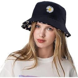 daisy cotton bucket hat stylish outdoor sun protection hat for women & students