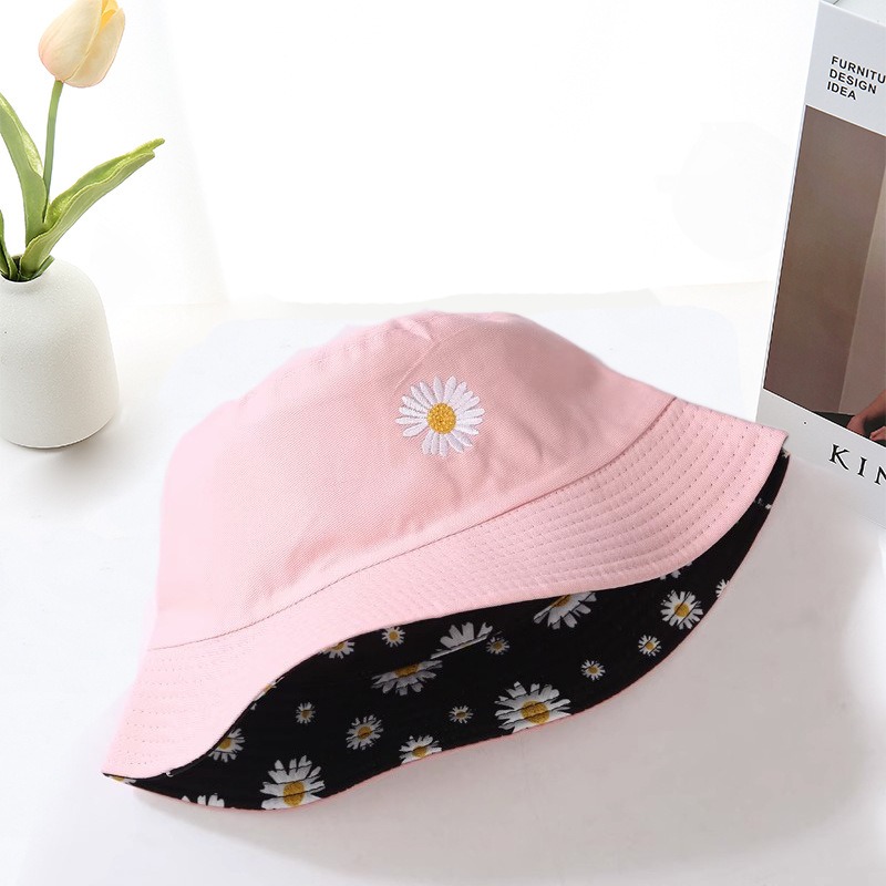Daisy Cotton Bucket Hat Stylish Outdoor Sun Protection Hat For Women Students 1