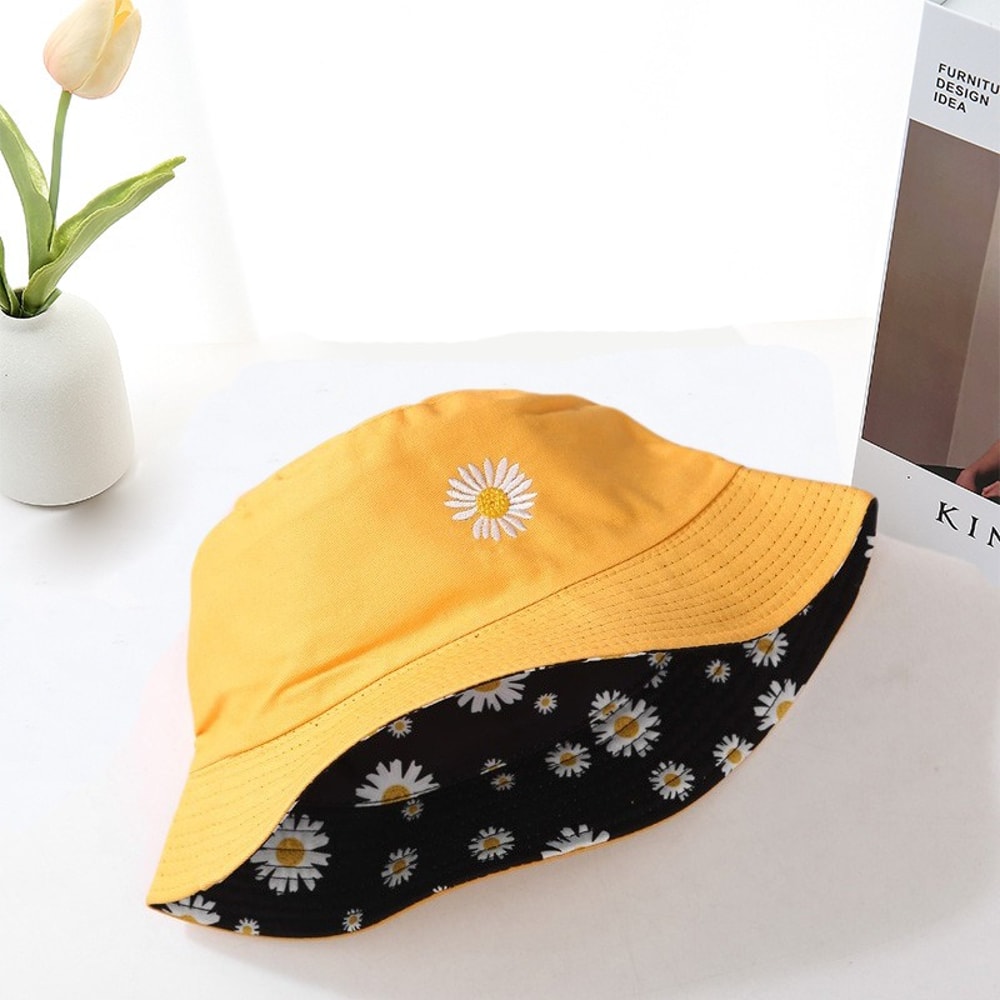 Daisy Cotton Bucket Hat Stylish Outdoor Sun Protection Hat For Women Students 2