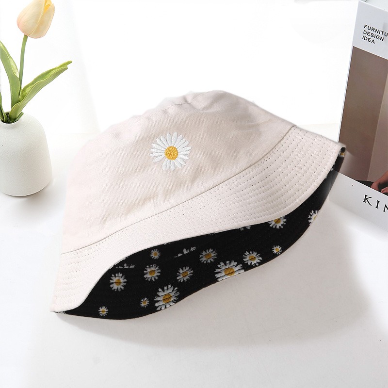 Daisy Cotton Bucket Hat Stylish Outdoor Sun Protection Hat For Women Students 5