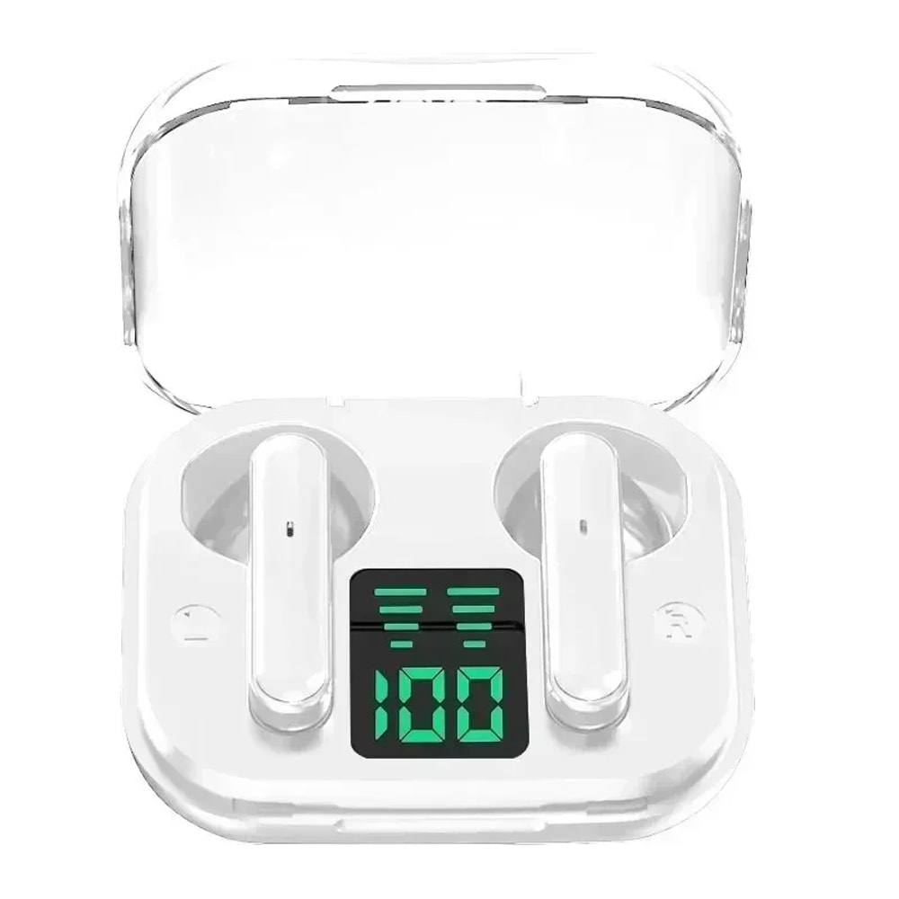 Transparent Wireless Bluetooth Earbuds with ENC Mic and LED Power Display
