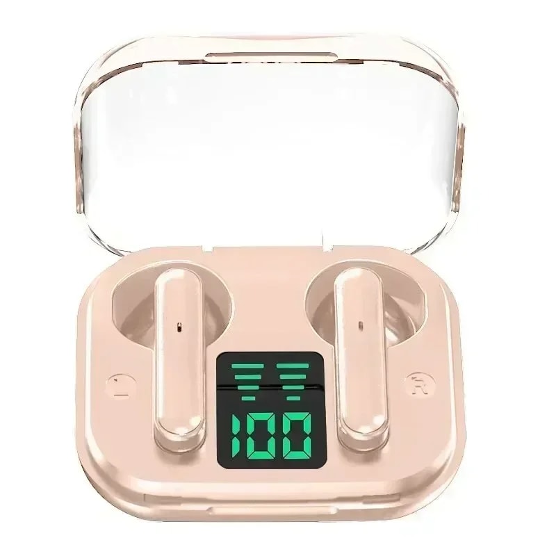 Transparent Wireless Bluetooth Earbuds with ENC Mic and LED Power Display