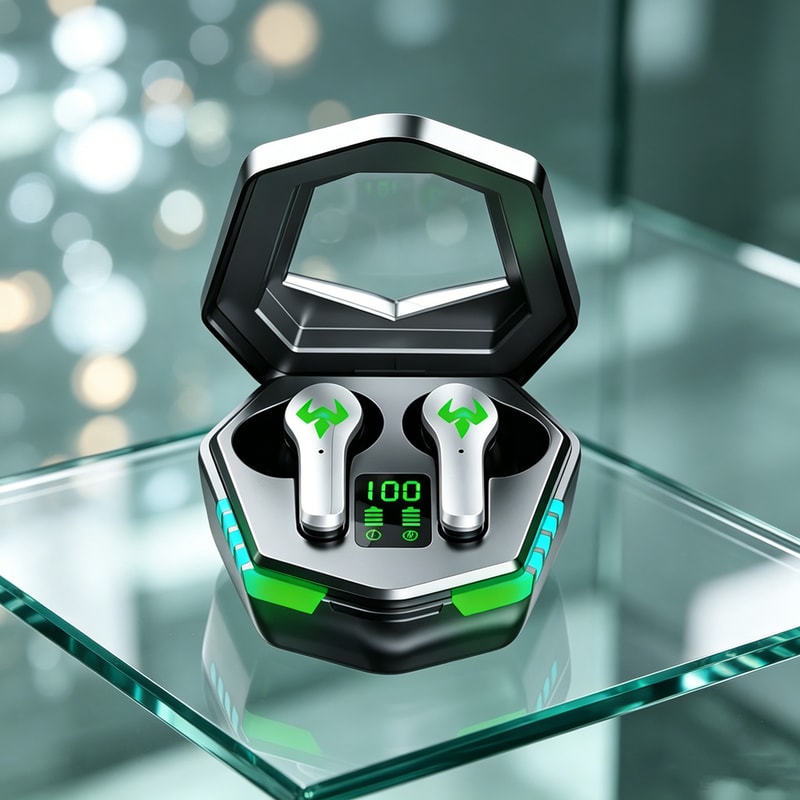 Digital Display Bluetooth Earbuds with Gaming Mode Wireless TWS Earphones