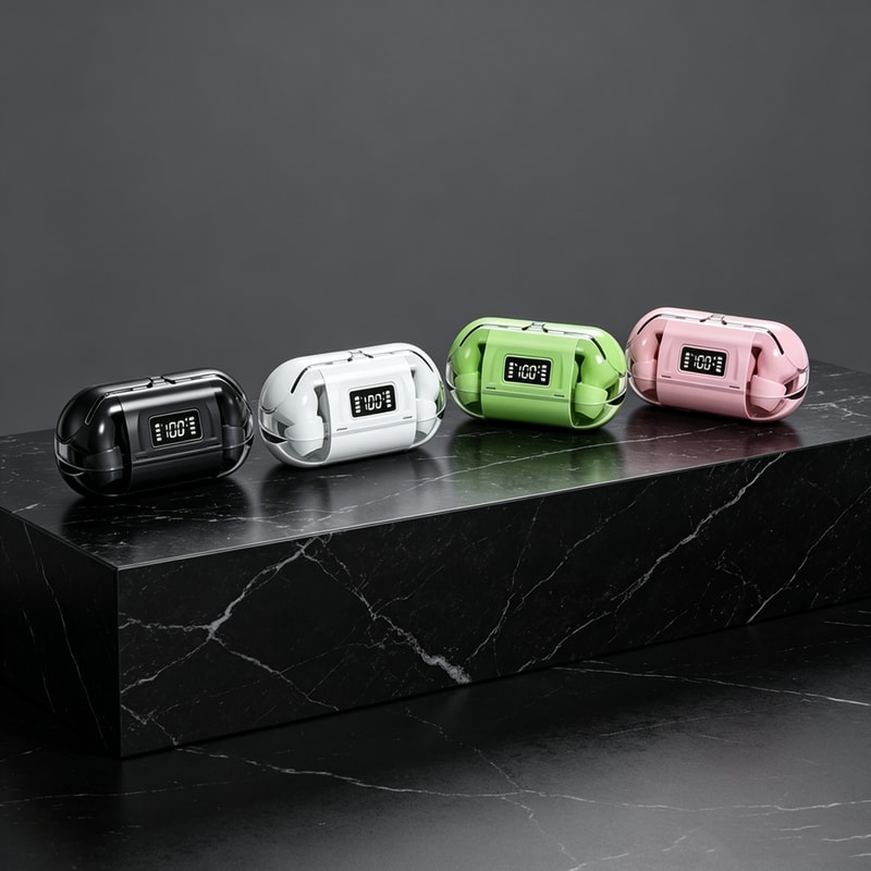 Smart Display TWS Wireless Earbuds True Stereo Bluetooth Headphones with Microphone