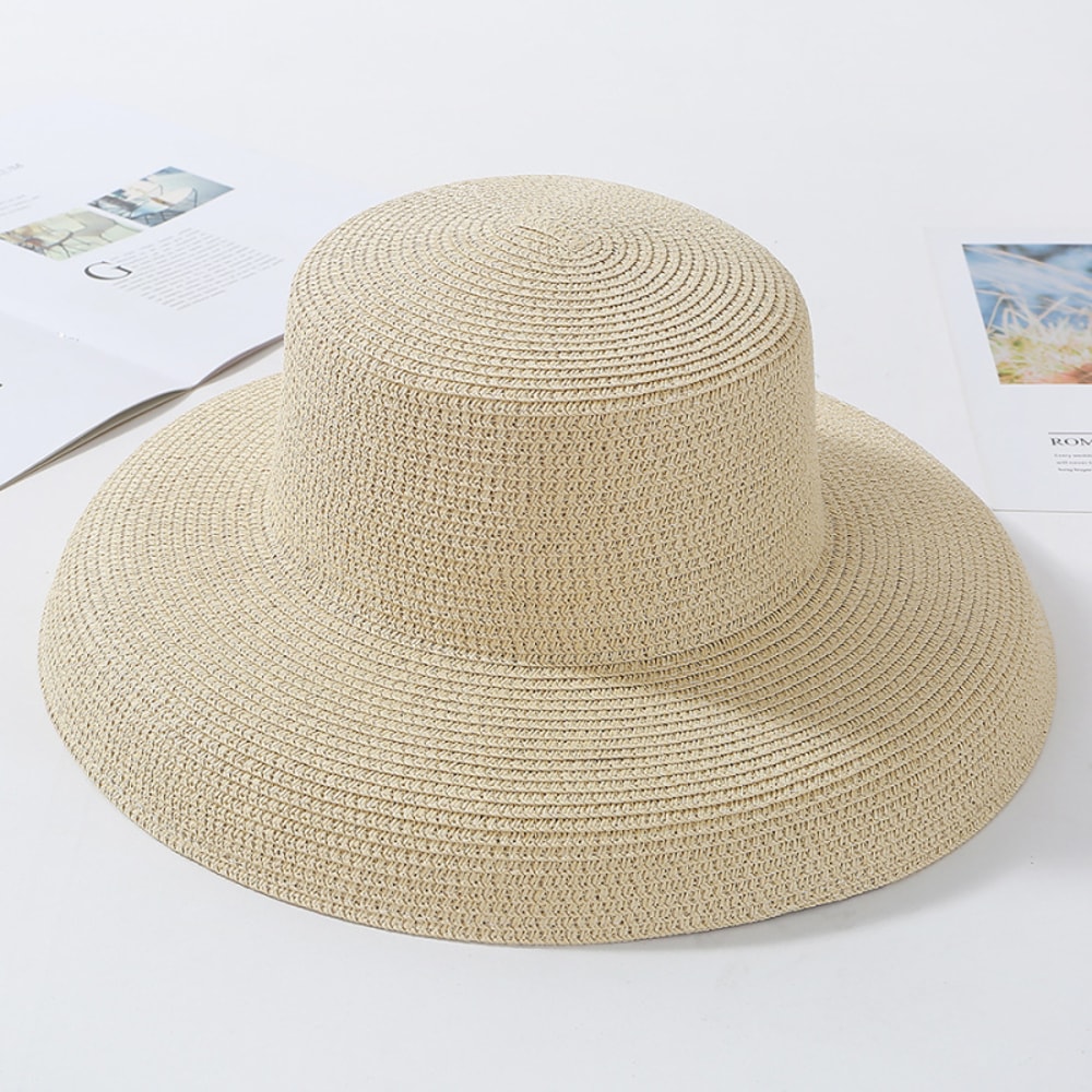 Aura Summer Wide Brim Straw Sun Hat Elegant Packable Beach Panama Hat For Women 8