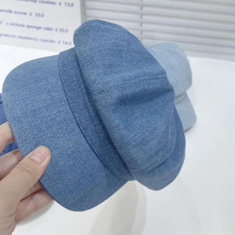Vintage Denim Octagonal Newsboy Cap For Women Chic Retro Casual Beret 3