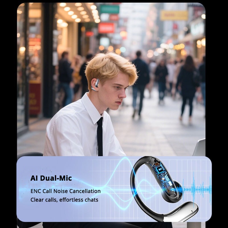 RunBeat Open Ear Wireless Headphones with AI Dual Mic and Deep Bass