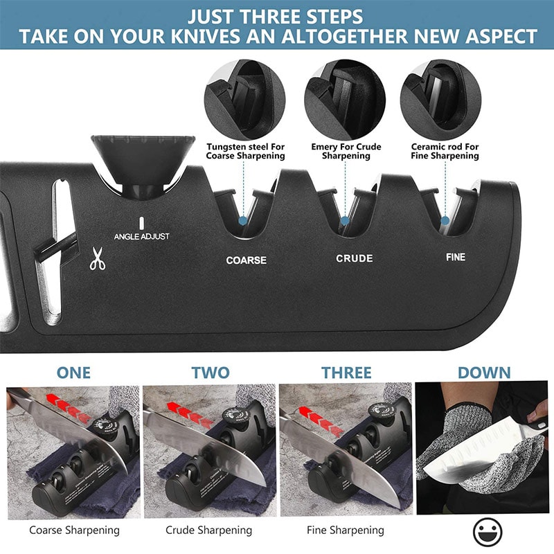 Professional Stage Adjustable Knife Sharpener Kitchen Knife & Scissors Whetstone Sharpening Tool