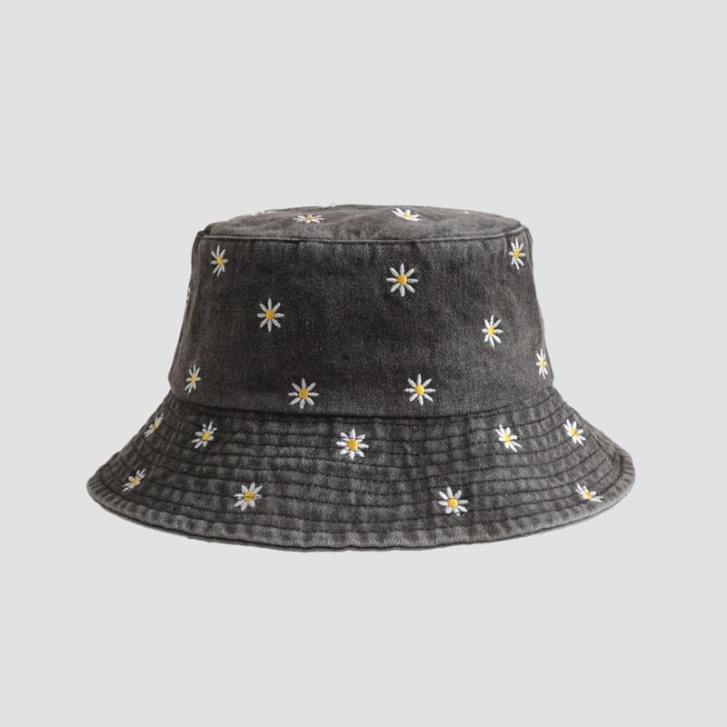 Classic Floral Daisy Embroidery Sun Protection Bucket Hat Unisex Summer Fashion Hat 5