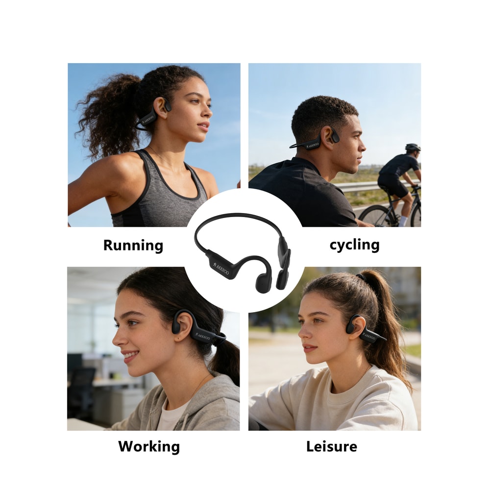 Open Ear Bone Conduction Bluetooth Headphones with ENC Noise Cancellation