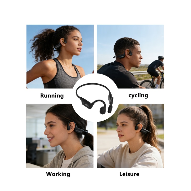 Open Ear Bone Conduction Bluetooth Headphones with ENC Noise Cancellation