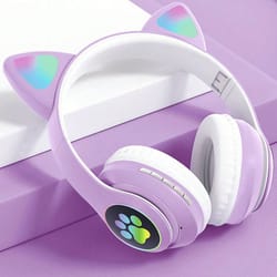 led bluetooth cat ear headphones with glowing lights wireless cat ear headset for kids & teens