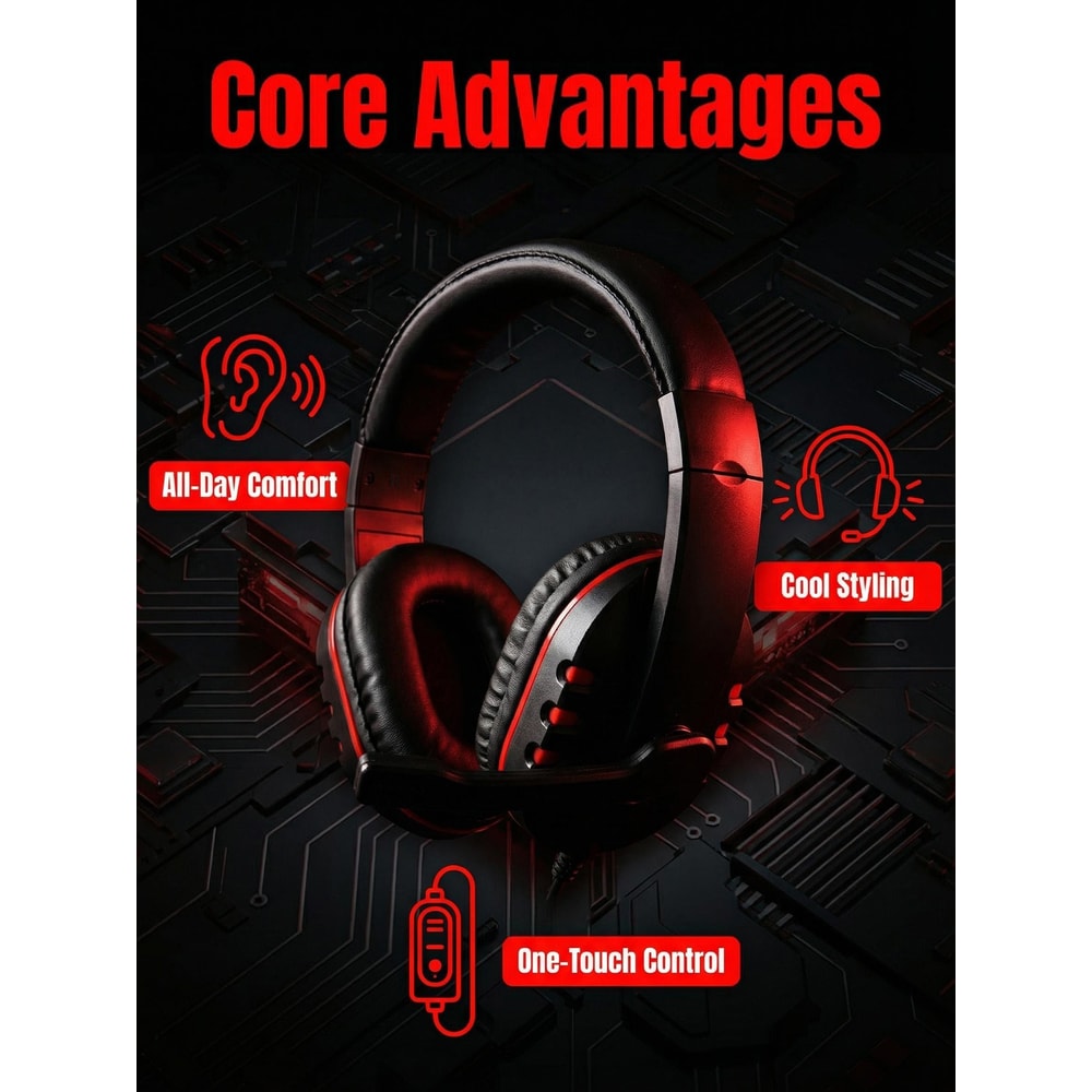 Pro Gamer Wired Gaming Headset with Clear Mic for PC Console Mobile