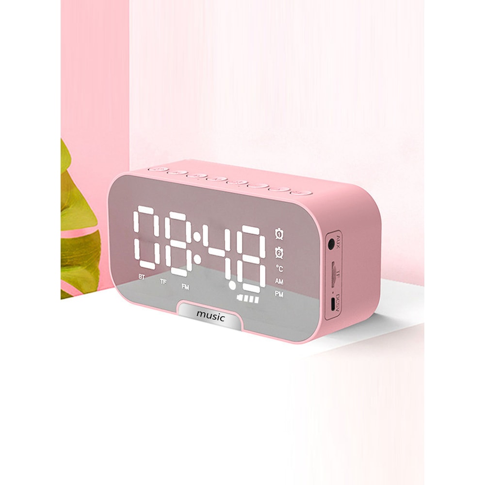 Premium Bluetooth Speaker Alarm Clock With Mirror Display And Real Time Temperature 6