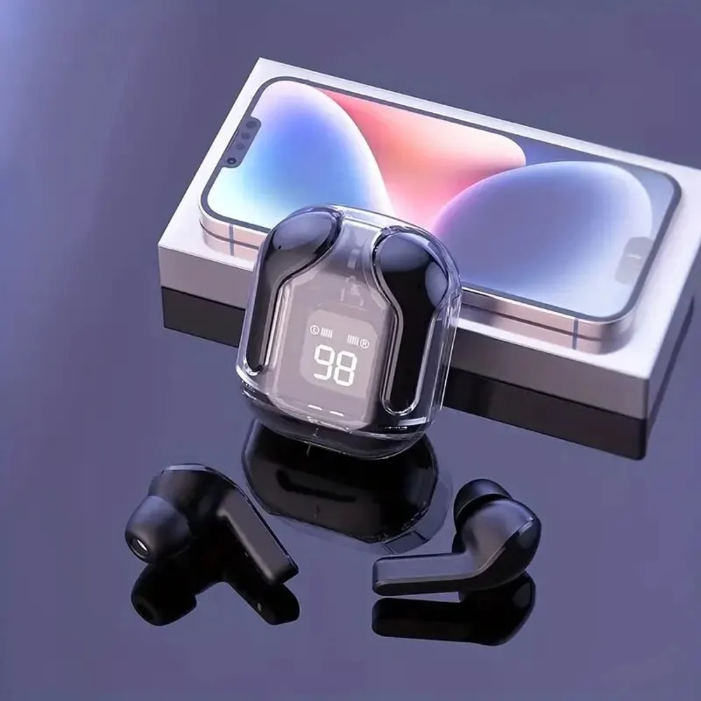 Premium Wireless Bluetooth Earbuds with Noise Cancelling Mic and Digital Display Case