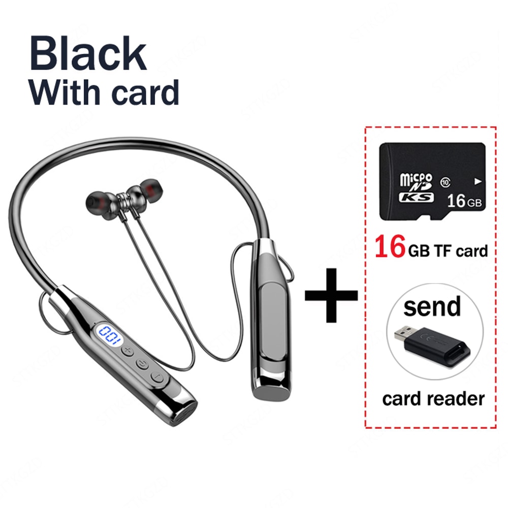 Long Battery Wireless Neckband Headphones with Mic and TF Card Support