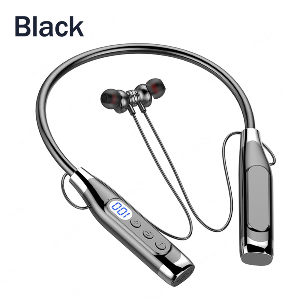 Long Battery Wireless Neckband Headphones with Mic and TF Card Support