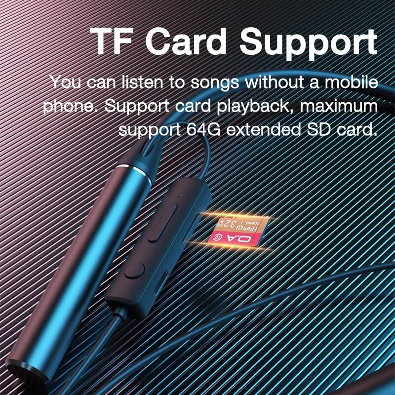 Ultra Endurance Bass Bluetooth Neckband Wireless Headphones with Mic and TF Card Support