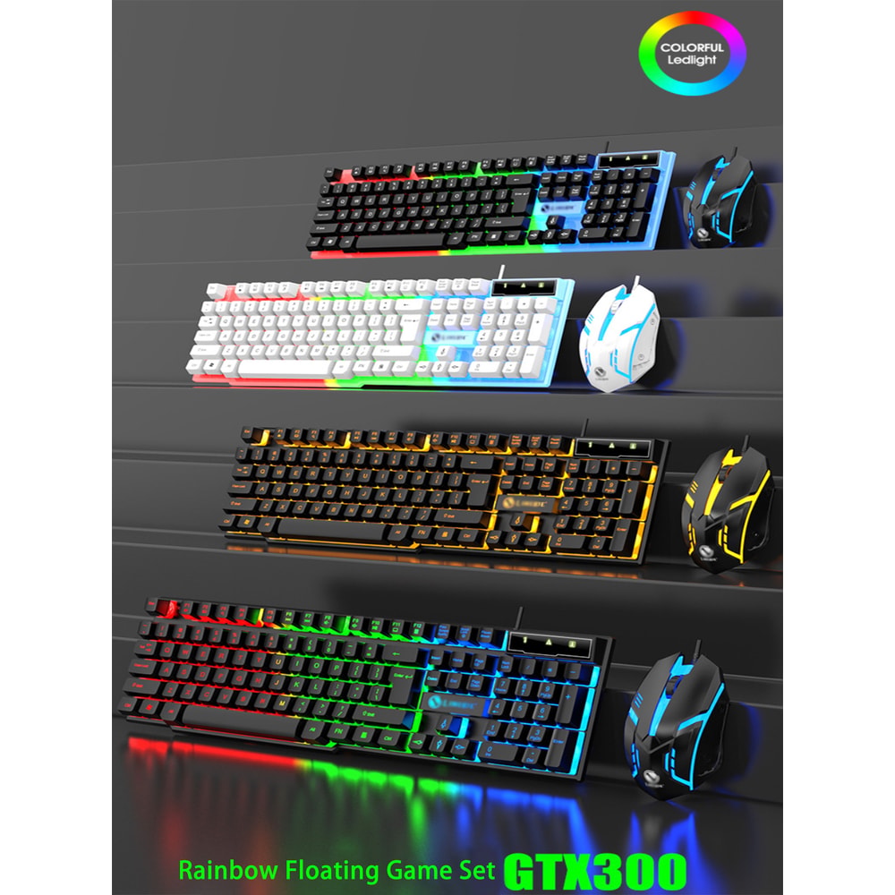 Cool Light Wired Gaming Keyboard And Mouse Combo With Mechanical Feel Keys 0