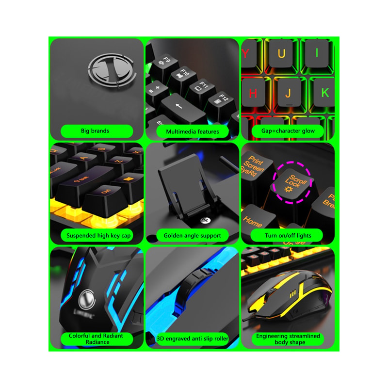 Cool Light Wired Gaming Keyboard And Mouse Combo With Mechanical Feel Keys 3