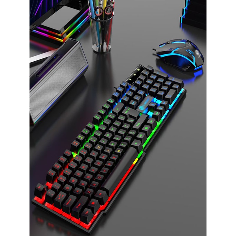 Cool Light Wired Gaming Keyboard And Mouse Combo With Mechanical Feel Keys 5