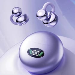 clip on wireless earbuds with led display for sports and calls