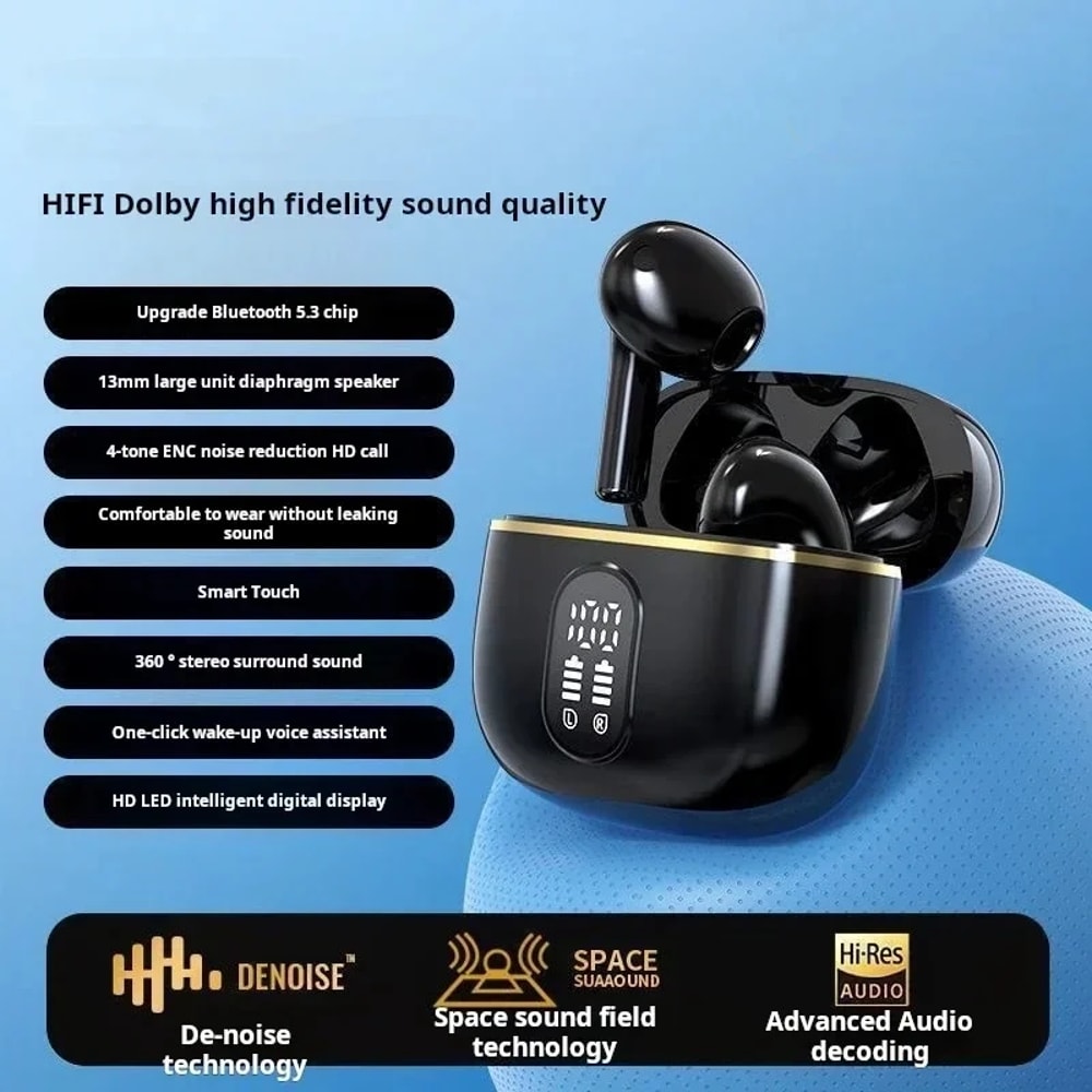 Ultimate SoundPro True Wireless Bluetooth Earbuds with LED Power Display & HiFi Stereo