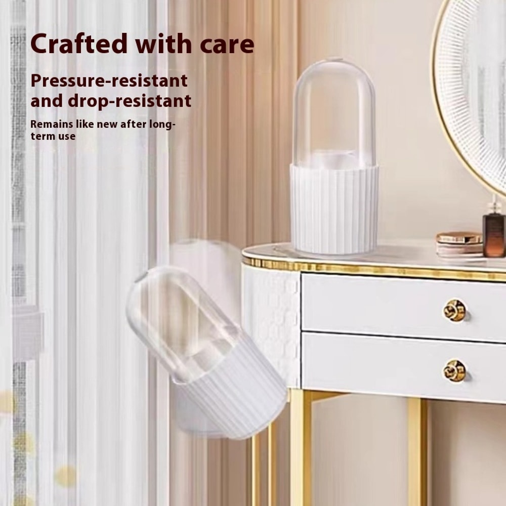 Rotatable Makeup Brush Organizer with Lid Space Saving Cosmetics Storage Box