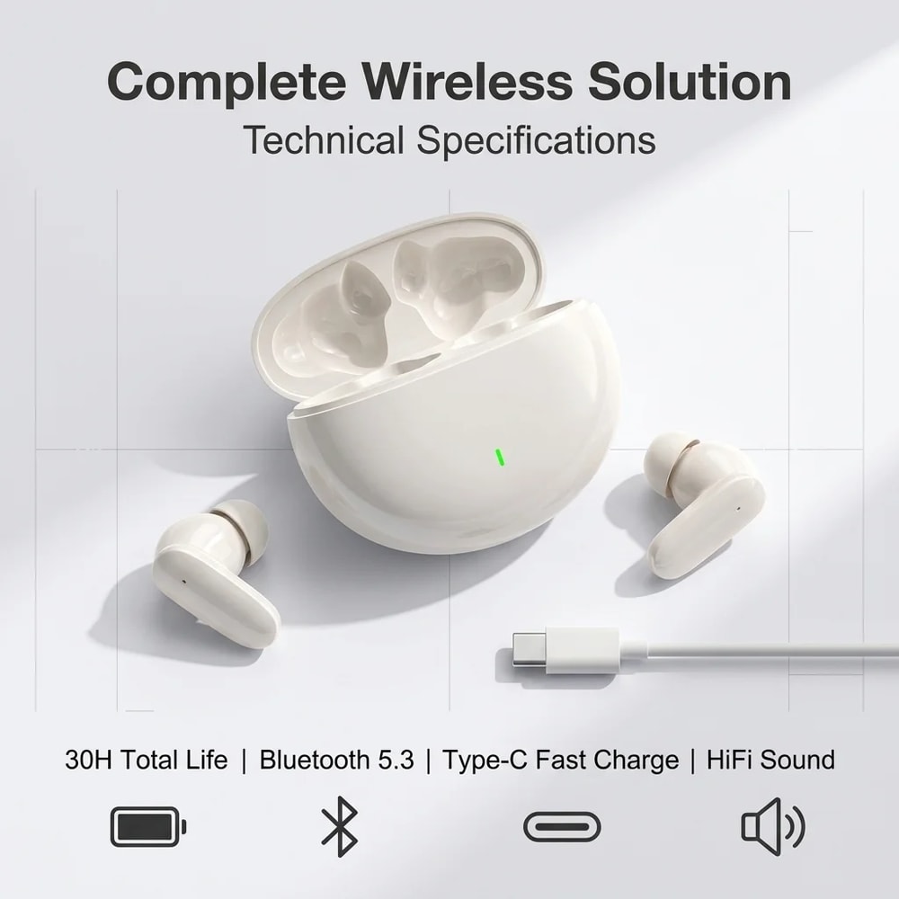 Premium Mini Bluetooth Earbuds True Wireless Stereo Wireless Earbuds with Mic & Noise Reduction Compact HiFi Sound