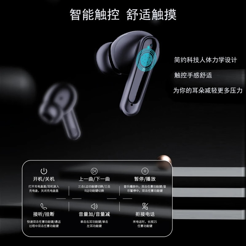 Wireless Bluetooth Earbuds with Touch Control Noise Reduction and Power Display