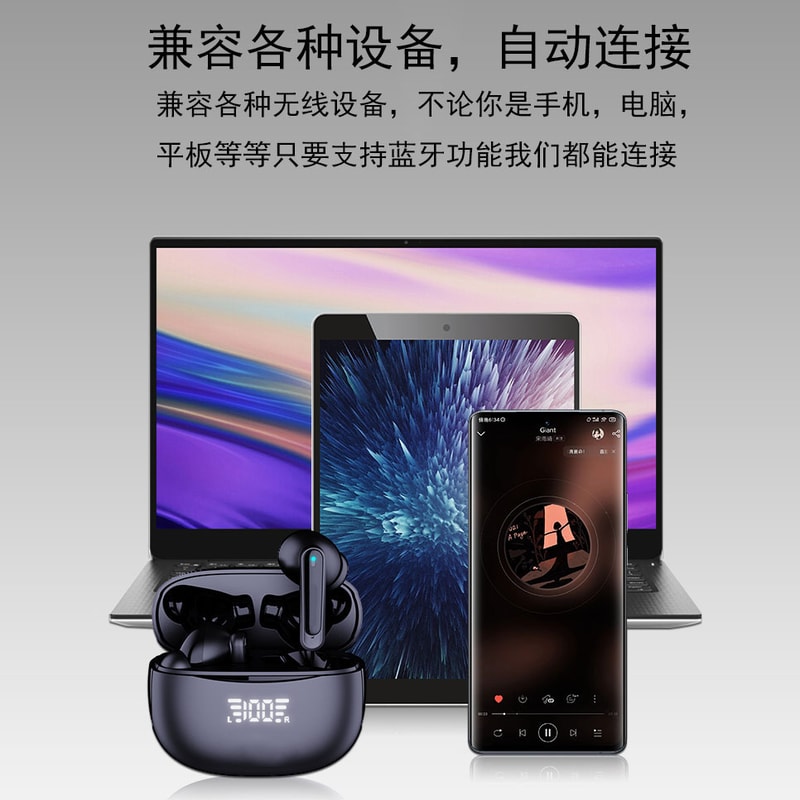 Wireless Bluetooth Earbuds with Touch Control Noise Reduction and Power Display
