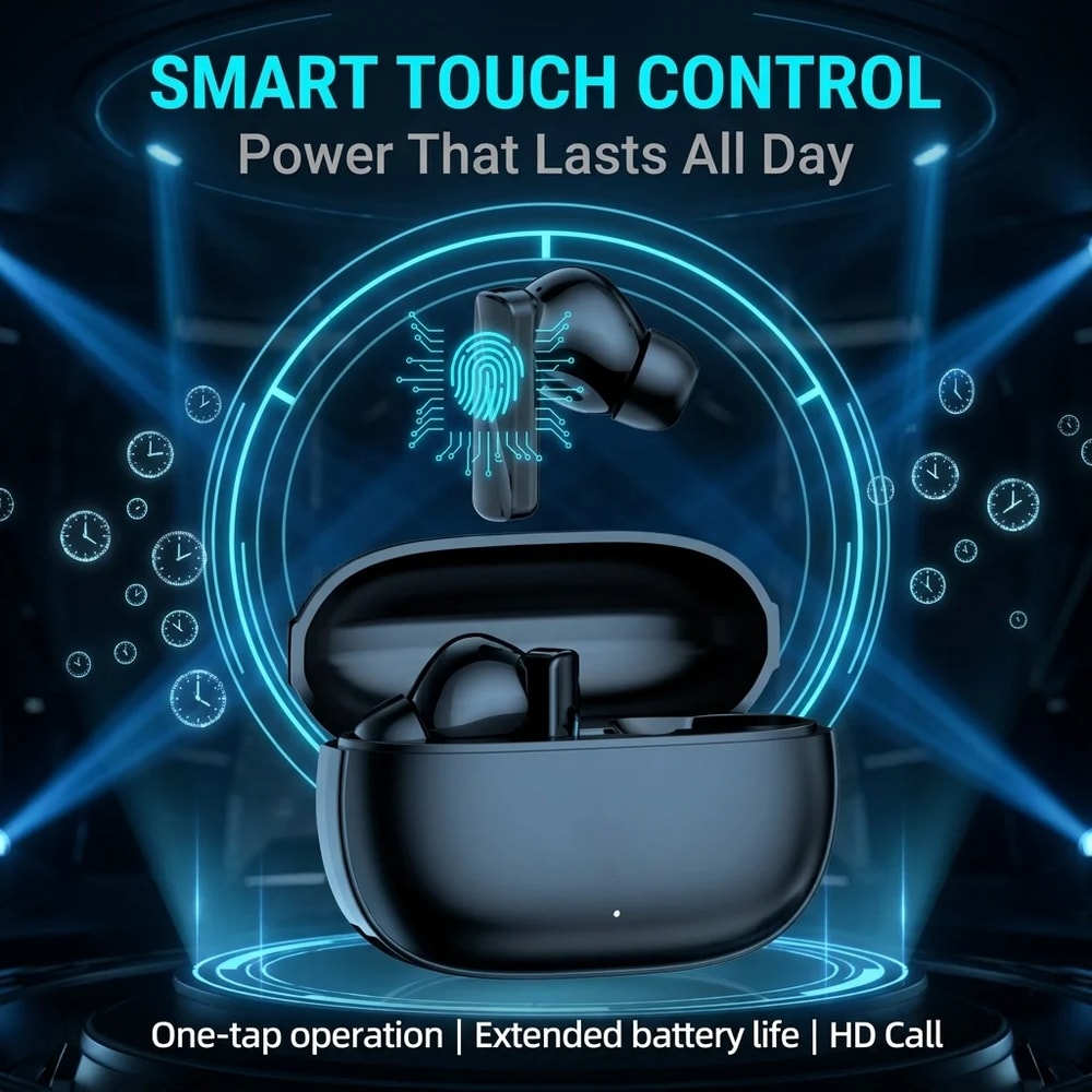 Premium Compact Wireless Bluetooth Earbuds with Touch Controls & Noise Isolation