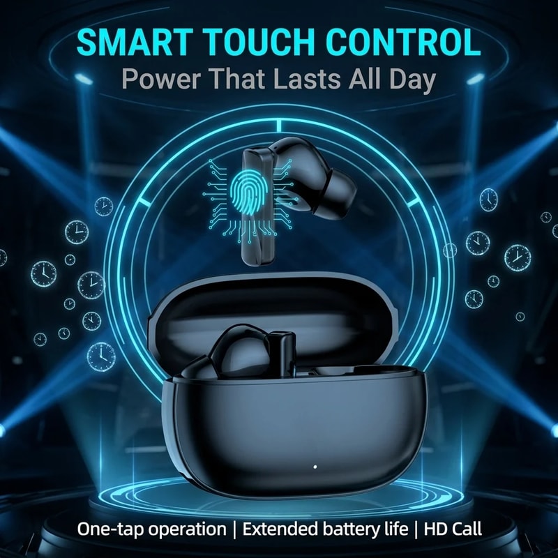 Premium Compact Wireless Bluetooth Earbuds with Touch Controls & Noise Isolation