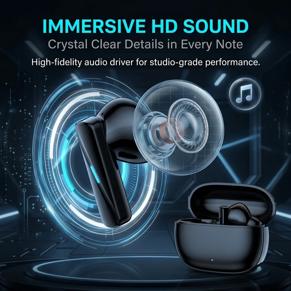 Premium Compact Wireless Bluetooth Earbuds with Touch Controls & Noise Isolation