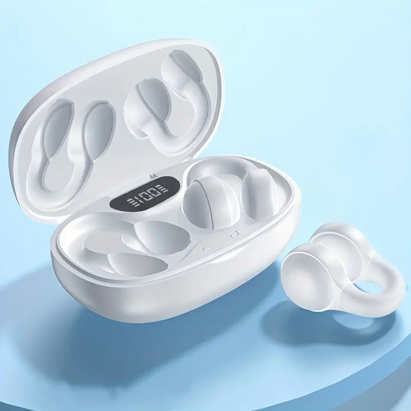 ComfortClip Bluetooth Wireless Earbuds with Noise Reduction & Power Display