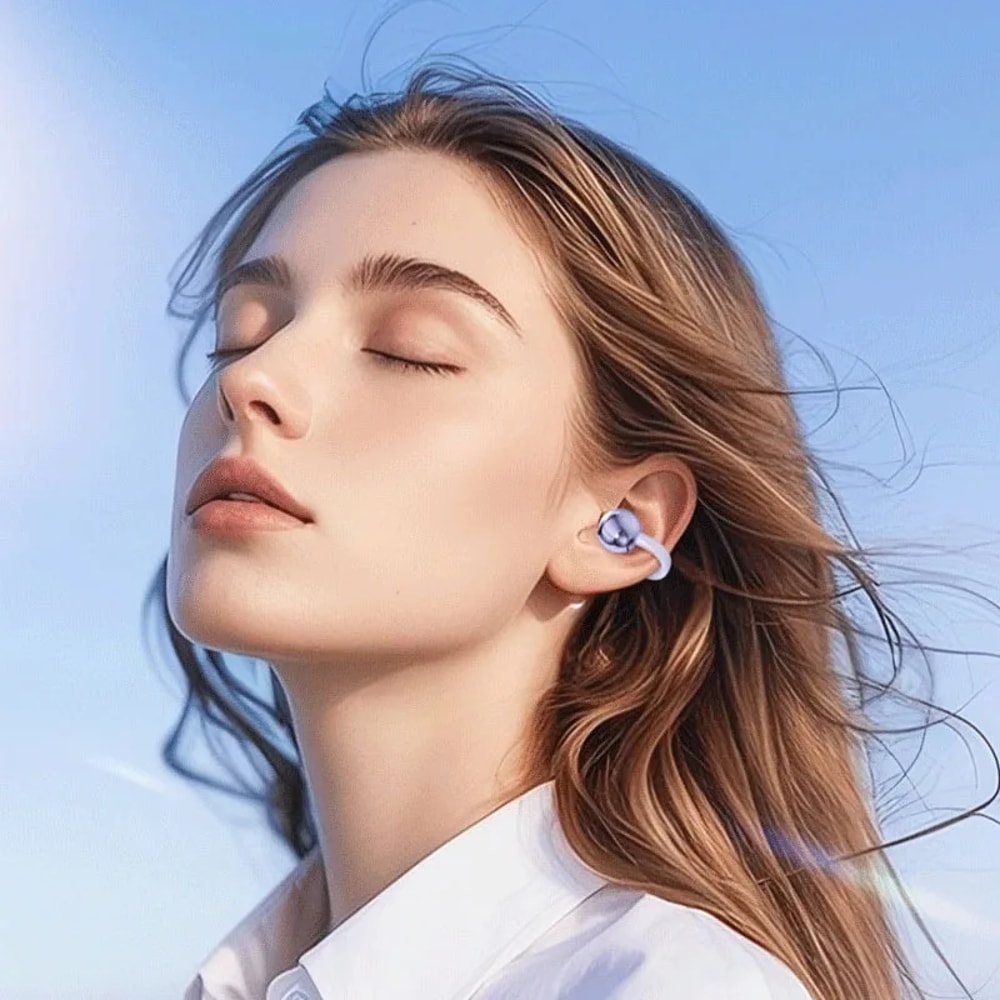 Wireless Clip On Bluetooth Earbuds with Digital Display Ultra Comfort Sport Headphones