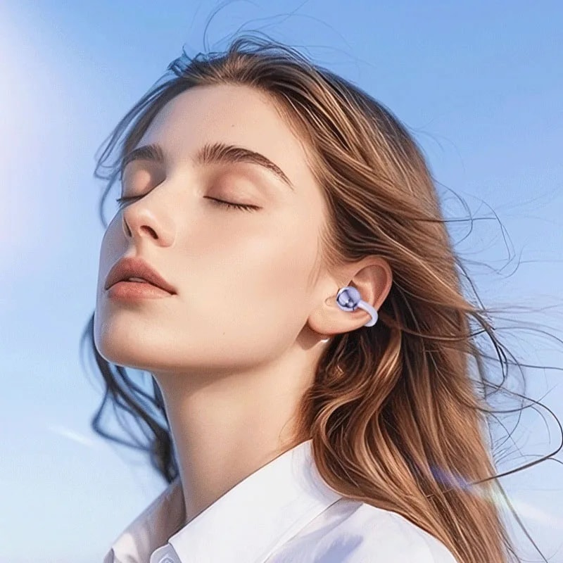 Wireless Clip On Bluetooth Earbuds with Digital Display Ultra Comfort Sport Headphones