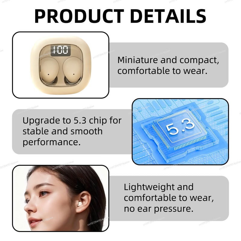 Ultimate Mini Invisible Bluetooth Earbuds True Wireless Stereo with Noise Reduction & Mic