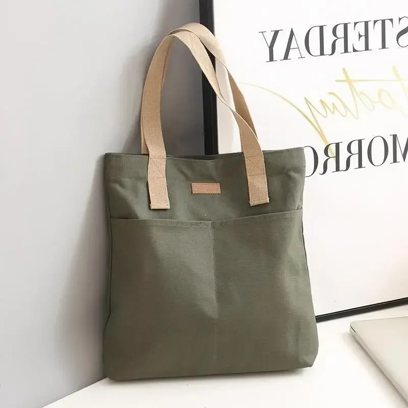 Stylish Everyday Womens Canvas Tote Bag Large Capacity Tote For Shopping Beach Daily Use 0