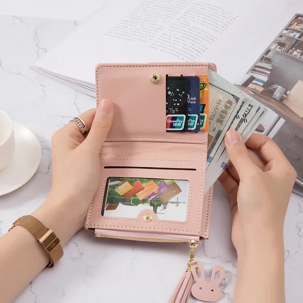 Classic Womens Leather Wallet Compact Mini Coin Purse Portable Card Holder 3