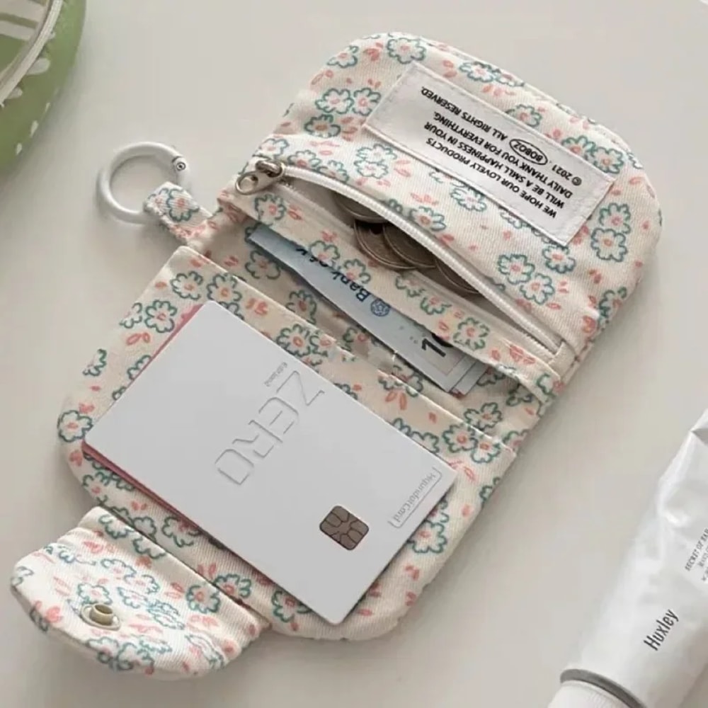 Cute Floral Mini Wallet Student Coin Purse Portable Cute Card Holder Wallet For Girls 1