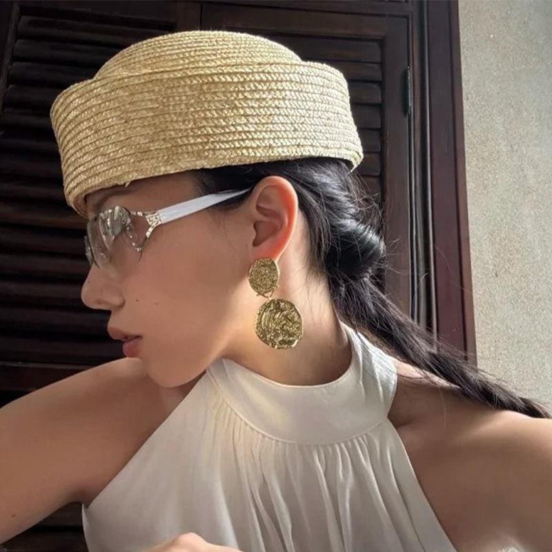 Breathable Raffia Beach Hat Unisex Summer Straw Sun Hat Beret