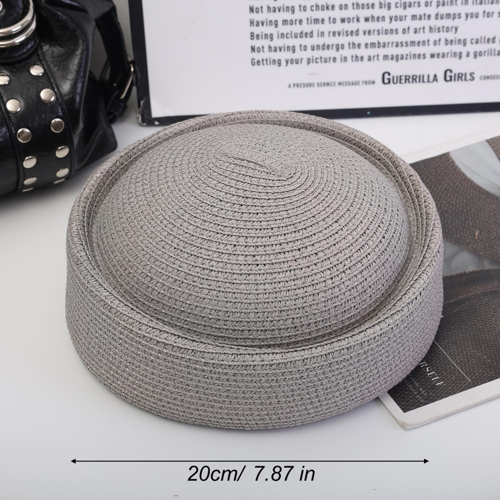Breathable Raffia Beach Hat Unisex Summer Straw Sun Hat Beret