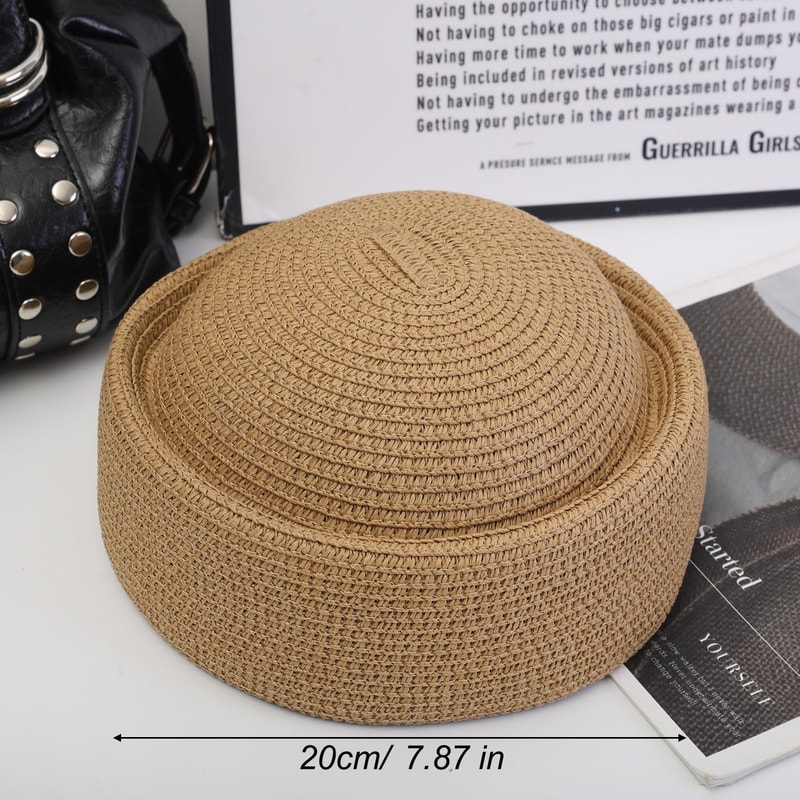 Breathable Raffia Beach Hat Unisex Summer Straw Sun Hat Beret