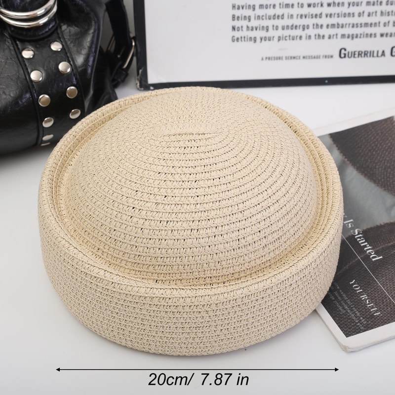 Breathable Raffia Beach Hat Unisex Summer Straw Sun Hat Beret