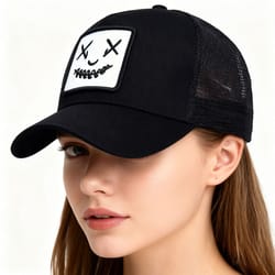 smiley embroidered mesh visor outdoor baseball cap breathable sun protection cap
