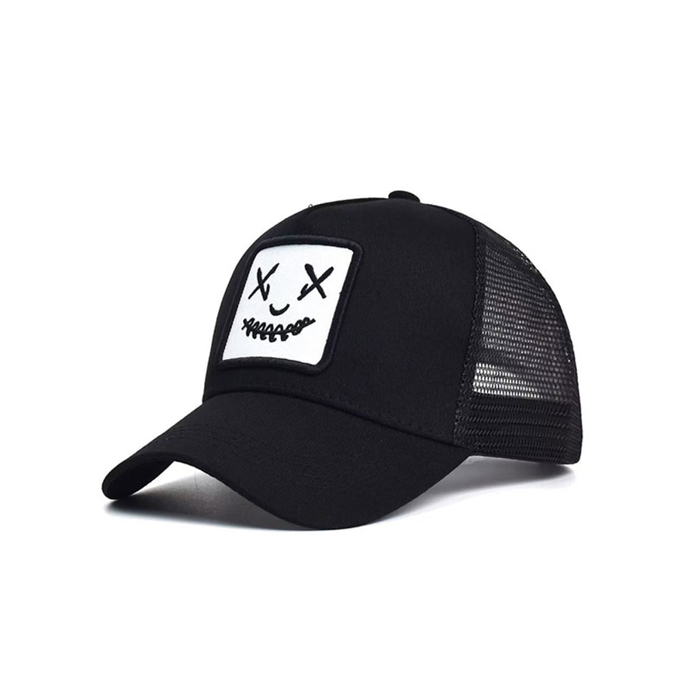 Smiley Embroidered Mesh Visor Outdoor Baseball Cap Breathable Sun Protection Cap 6
