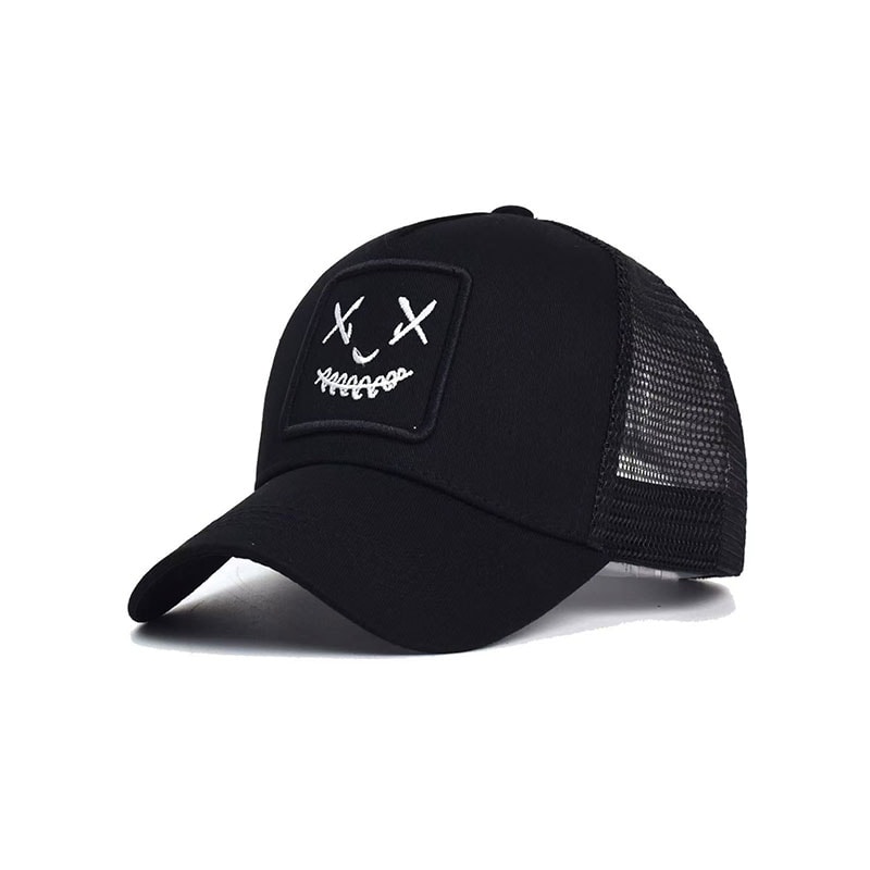 Smiley Embroidered Mesh Visor Outdoor Baseball Cap Breathable Sun Protection Cap 7